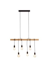 Marama H&auml;ngeleuchte , Braun, Schwarz , Holz, Metall , furniert , Holz , l&auml;nglich , 100 cm , Lampen & Leuchten, Innenbeleuchtung, H&auml;ngelampen, Pendelleuchten
