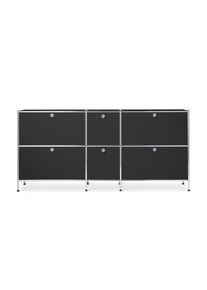 Tchibo - Sideboard Metall &raquo;Cn3&laquo; gross mit 6 Klappenf&auml;chern - 190x40x89,5cm - schwarz - Stahl / Aluminium / Kunststoff