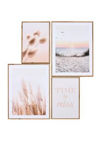 Monee Kunstdruck , Mehrfarbig, Weiss , Papier, Holzwerkstoff , 4-teilig , rechteckig , 67x65 cm , Made in Europe , einfache und schnelle Anbringung, gerahmt, pflegefrei &ndash; nicht giessen oder bespr&uuml;hen, keine Beleuchtung notwendig , Bilder & Rahmen, Bilder, Wandbilder