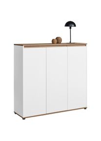 CARRYHOME Schuhschrank , Weiss, Eiche Artisan , Holzwerkstoff , 8 F&auml;cher , 120x115x38 cm , Beim&ouml;bel erh&auml;ltlich , Garderobe, Schuhaufbewahrung, Schuhschr&auml;nke