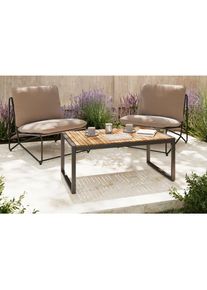 Ambia Garden Loungetisch , Grau , Holz, Metall , Akazie , Hartholz , rechteckig , Flachrohr , 110x45x62 cm , Gartenm&ouml;bel, Loungem&ouml;bel, Lounge-Serien