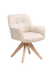 Livetastic Armlehnstuhl , Eichefarben, Beige , Holz, Textil , Eiche , massiv , Drehkreuz , 64x85x62 cm , Sitzfl&auml;che 360&deg; drehbar , Esszimmer, St&uuml;hle, Polsterst&uuml;hle