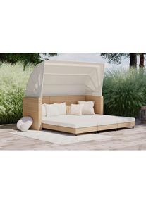 Ambia Garden Loungegarnitur , Creme, Beige , Metall, Kunststoff, Textil , F&uuml;llung: Polyester,Polyester , 200x68x73-159 cm , Bank klappbar , Gartenm&ouml;bel, Loungem&ouml;bel, Gartenlounge-Sets