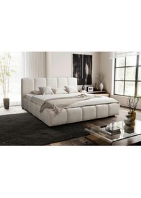 Mid.you Polsterbett , Beige , Holz, Metall , Kiefer , 180x200 cm , gepolstertes Kopfteil , Schlafzimmer, Betten, Polsterbetten