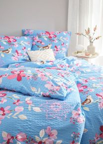 Seersucker-Bettw&auml;sche in blau, 135x200 cm, bonprix