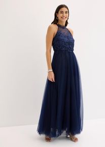 Abendkleid aus zartem T&uuml;ll mit Spitze in blau, Gr&ouml;sse 50, bonprix