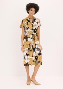 Blusenkleid mit P&uuml;nktchen in schwarz, Gr&ouml;sse 52, bonprix