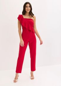 One-Shoulder Overall aus strukturiertem Crep&eacute; in rot, Gr&ouml;sse 50, bonprix