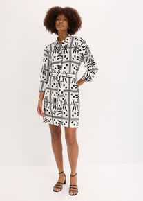 Hemdblusenkleid aus flie&szlig;ender Viskose in schwarz, Gr&ouml;sse 36, bonprix