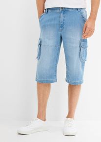 Leichte Jeans-Long-Cargobermuda mit Dehnbund Regular Fit in blau, Gr&ouml;sse 40, aus &uuml;ber 80% Baumwolle, bonprix