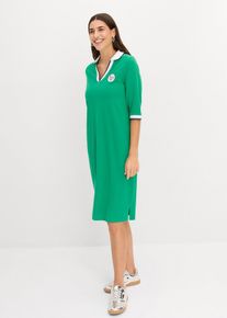 Knieumspielendes Frottee-Kleid mit Polokragen in gr&uuml;n, Gr&ouml;sse 48/50 (XL), 100% Baumwolle, bonprix