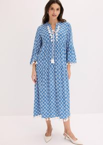 Tunika-Kleid aus flie&szlig;ender Viskose in blau, Gr&ouml;sse 50, bonprix