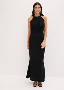 Abendkleid aus strukturiertem Crep&eacute; in schwarz, Gr&ouml;sse 38, bonprix