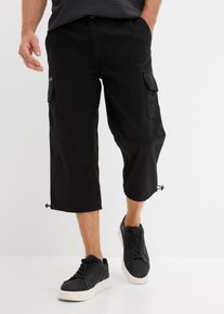 3/4 Cargohose mit Dehnbund aus reiner Baumwolle in schwarz, Gr&ouml;sse 64, 100% Baumwolle, bonprix