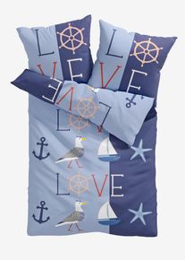 Linon-Bettw&auml;sche in blau, 135x200 cm, 100% Baumwolle, bonprix