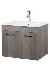 Welltime, Welltime Waschtisch &raquo;Florenz, Breite 60cm, 2 T&uuml;r, 2 F&auml;cher, MDF-Front&laquo; Set, Waschtisch inklusive Waschbecken, Waschplatz mit 2 T&uuml;ren,in 