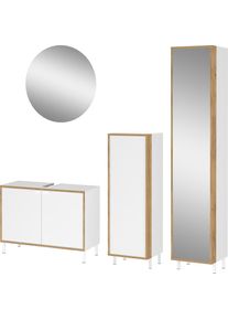 Germania, Germania Badm&ouml;bel-Set &raquo;GW-Topeka&laquo; 4 Stk. tlg., wei&szlig;, navarra, eiche, nachbildung, Glas, Holzwerkstoff, B/H/T: 188 cm cm x 200 cm cm x 35 cm 