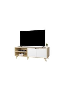 Relaxdays, Relaxdays TV-Board &raquo;Vintage Style 140 cm, 60 Zoll&laquo;, hellbraun, MDF, B/H/T: 140 cm x 50 cm x 40 cm