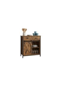 Relaxdays, Relaxdays Sideboard &raquo;80 x 70 x 30 cm&laquo;, braun, schwarz, Eisen, MDF, B/H/T: 70 cm x 80 cm x 30 cm