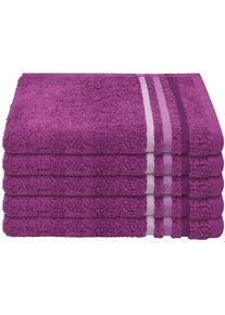 Schiesser, G&auml;stehandt&uuml;cher &raquo;Skyline Color aus 100 % Baumwolle mit eleganter Streifenbord&uuml;re&laquo; MADE IN GREEN by OEKO-TEX , violett, Frottier, Frottier, 