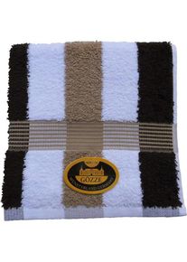 G&ouml;zze G&ouml;zze, Handt&uuml;cher &raquo;New York&laquo; im Set, gestreift, mit Bord&uuml;re, wei&szlig;, braun, Walkfrottee, Obermaterial: 100% Baumwolle, 2 Stk.