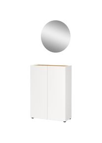 Germania, Germania Garderoben-Set &raquo;Alviano&laquo; 2 Stk. tlg., wei&szlig;, navarra, eiche, nachbildung, Glas, Holzwerkstoff, B/H/T: 74 cm cm x 200 cm cm x 33 cm 