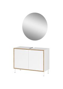 Germania, Germania Badm&ouml;bel-Set &raquo;GW-Topeka&laquo; 2 Stk. tlg., wei&szlig;, navarra, eiche, nachbildung, Holzwerkstoff, B/H/T: 80 cm cm x 200 cm cm x 35 cm cm