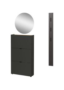 Germania, Germania Garderoben-Set &raquo;GW-Ameca&laquo; 3 Stk. tlg., graphit, navarra, eiche, nachbildung, Holzwerkstoff, Kunststoff, Metall, B/H/T: 101 cm cm x 