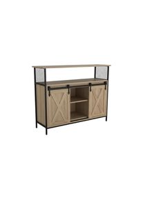 Relaxdays, Relaxdays Sideboard &raquo;80 x 100 x 33 cm&laquo;, hellbraun, schwarz, Eisen, MDF, B/H/T: 100 cm x 80 cm x 33 cm