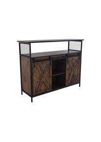 Relaxdays, Relaxdays Sideboard &raquo;80 x 100 x 33 cm&laquo;, braun, schwarz, Eisen, MDF, B/H/T: 100 cm x 80 cm x 33 cm