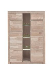 Goodproduct, GOODproduct Highboard &raquo;Silkeborg&laquo; Breite 90 cm, eiche wei&szlig; gekalkt teilmassiv, Holz teilmassiv