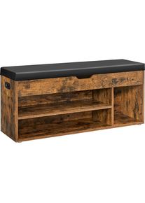 VASAGLE, VASAGLE Sitztruhe &raquo;100 x 44 x 30 cm, Braun&laquo;, braun, Spanplatte, B/H/T: 100 cm x 44 cm x 30 cm