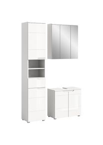 Welltime, Welltime Badm&ouml;bel-Set &raquo;CAPRI, 3-teilig, mit eingefasster Griffmulde, bestehend aus:&laquo;, wei&szlig;, wei&szlig; hochglanz, B/H/T: 116 cm cm x 193 cm cm x 