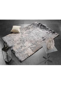 OCI Die Teppichmarke, OCI DIE TEPPICHMARKE Teppich &raquo;JUWEL AWARA&laquo; rechteckig 20 mm H&ouml;he Kurzflor, Wohnzimmer, Marmor Optik, Hoch Tief Effekt, hellgrau,