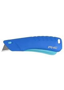 PHC Sicherheitsmesser Rebel&trade;, f&uuml;r Links-/Rechtsh&auml;nder, Auto-Klingenr&uuml;ckzug, Klinge wechselbar, Umh&auml;nge&ouml;se, Kunststoff, blau