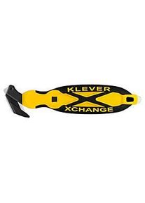KLEVER Sicherheitsmesser XChange 35, mit Klebebandanritzer/Schaber/Umh&auml;nge&ouml;se, L 180 x B 38 x H 10 mm, gelb-schwarz