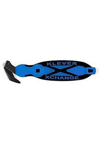 KLEVER Sicherheitsmesser XChange 35, mit Klebebandanritzer/Schaber/Umh&auml;nge&ouml;se, L 180 x B 38 x H 10 mm, blau-schwarz