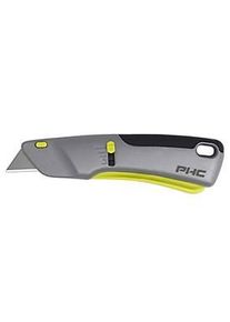 PHC Sicherheitsmesser Victa&trade;, f&uuml;r Links-/Rechtsh&auml;nder, Auto-Klingenr&uuml;ckzug, 3 w&auml;hlbare Schnitttiefen, Klinge wechselbar, Umh&auml;nge&ouml;se, Metall, gelb-silber