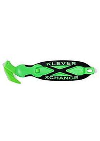 KLEVER Sicherheitsmesser XChange 35 KLEEN, antibakteriell, mit Klebebandanritzer/Schaber/Umh&auml;nge&ouml;se, L 180 x B 38 x H 10 mm, gr&uuml;n-schwarz