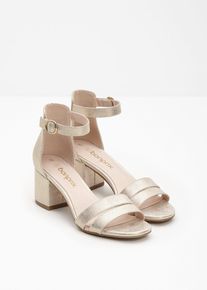 Sandalettes &agrave; talon carr&eacute; en or, Taille 36, Couleur/Motif: dor&eacute;, bonprix