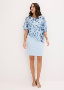 Cocktailkleid mit Pailletten-&Uuml;berwurf in blau, Gr&ouml;sse 40, bonprix