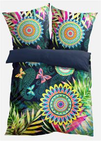 Wendbare Linon-Bettw&auml;sche in blau, 135x200 cm, 100% Baumwolle, bonprix