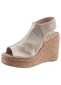 Replay, Unisex, Sandalette &raquo;Tyne&laquo; , Sommerschuh, Sandale, Keilabsatz, mit Glitzerlogo an der Ferse, altgoldfarben, 41, Trendiger Sommerschuh mit 