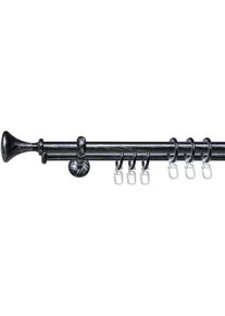 Liedeco, Gardinenstange &raquo;Esp Kegel&laquo; &Oslash; 16 mm 2 l&auml;ufig-l&auml;ufig Fixmass 2-l&auml;ufig im Fixmass &Oslash; 16 mm, schwarz, silberfarben, Metall