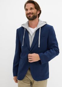 Veste de costume avec capuche amovible en bleu pour homme, Taille 62, Couleur/Motif: bleu fonc&eacute;/gris clair chin&eacute;, bonprix