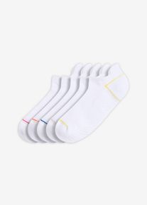 Lot de 5 paires de chaussettes de sport en blanc, Taille 35-38, Couleur/Motif: blanc/multicolore, bonprix