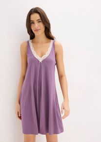 Chemise de nuit douce en violet, Taille 52/54 (XXL), Couleur/Motif: violet/blanc chin&eacute;, bonprix