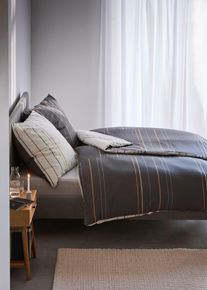 Parure de lit r&eacute;versible en coton m&eacute;lang&eacute; en gris135x200 cm, Couleur/Motif: gris/blanc, bonprix