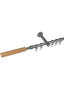 Liedeco, Gardinenstange &raquo;Stil Kolding&laquo; &Oslash; 16 mm 1 l&auml;ufig-l&auml;ufig Fixmass 1-l&auml;ufig im Fixmass &Oslash; 16 mm, edelstahlfarben, Edelstahl, Holzwerkstoff