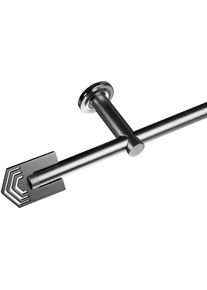 Liedeco, Gardinenstange &raquo;Stilgarnitur, Komplettgarnitur 16 mm Mars&laquo; &Oslash; 16 mm 1 l&auml;ufig-l&auml;ufig Fixmass Gardinenstange Komplett, edelstahlfarben, Metall, 